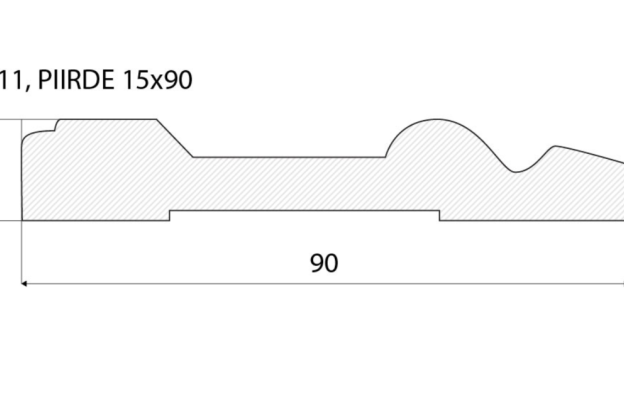 Piirdeliist 11- 15 x 90 mm, tamm, mänd, valge   _4