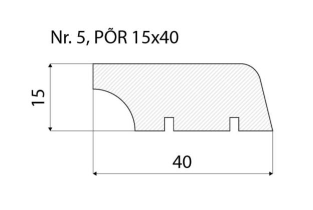 Põrandaliist nr 5 - 15 x 40 mm tamm, mänd, valge   _4