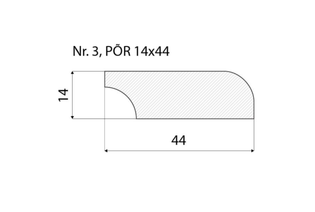 Põrandaliist nr 3 - 14 x 44 mm tamm, mänd, valge  _4