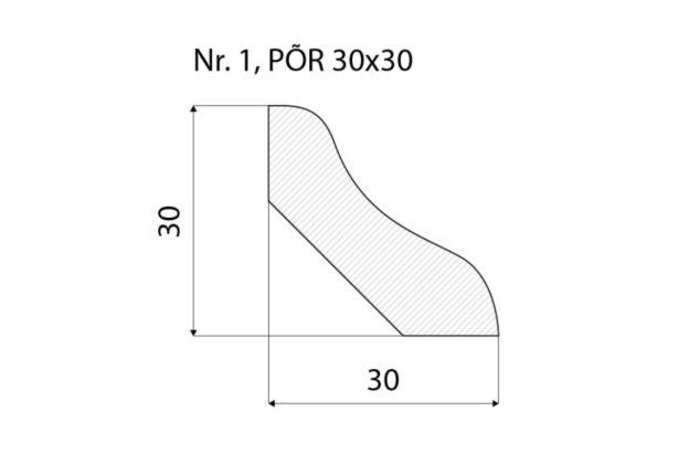 Põrandaliist nr 1 - 30 x 30 mm tamm, mänd, valge _3