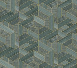 Käsitöötapeet Tiffany Designs, Etre, et306 hall/roheline/sinine spoon, kuldne triip  