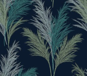 Käsitöötapeet Paper & Ink, Natural Silhouettes, ns50102 kõrrelised sinisel taustal 